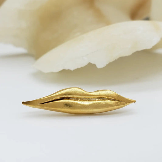 Gold Lips Lapel Pin