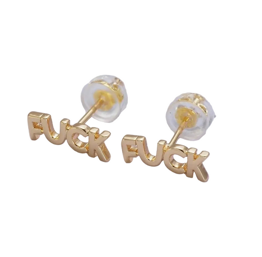 "Fuck" Script Stud Earrings