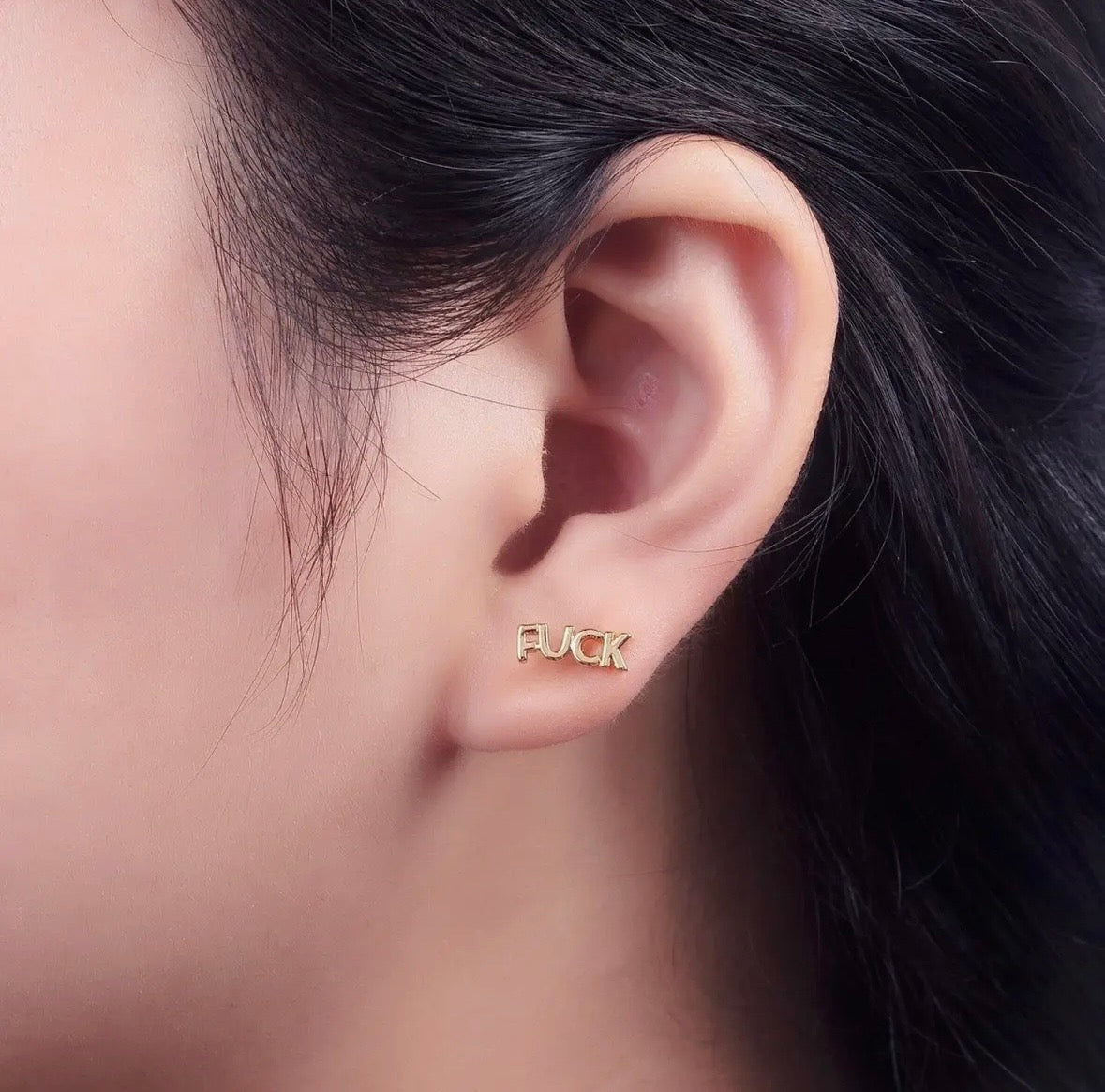 "Fuck" Script Stud Earrings